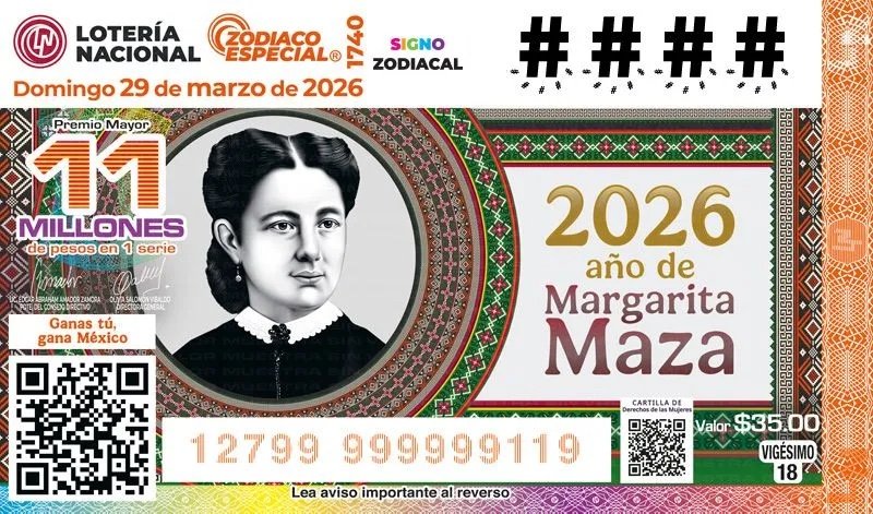 Sheinbaum presenta billete de Lotería en honor a Margarita Maza