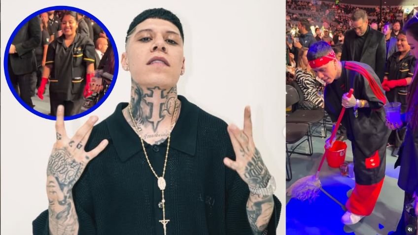 Santa Fe Klan ayuda a trapear a empleada de limpieza en la UFC y su gesto de humildad se hace viral: “Tipazo” 