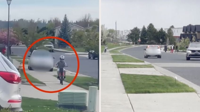 Captan a mujer de 56 años persiguiendo a niño para poder atropellarlo; vecinos tuvieron que ayudarlo | VIDEO