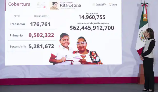 Inicia dispersión de la Beca Rita Cetina para útiles y uniformes escolares en primaria: presidenta Claudia Sheinbaum