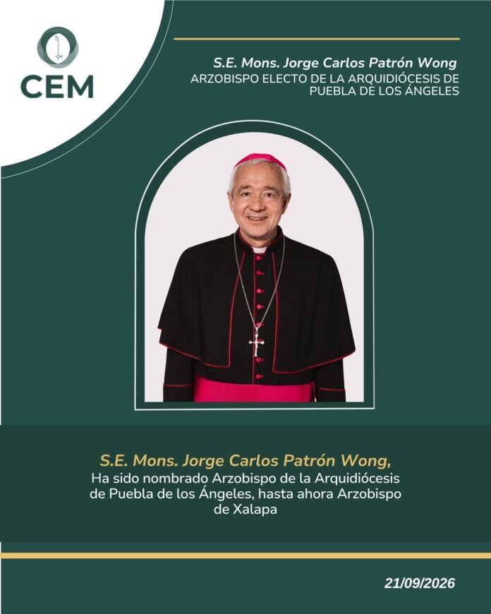 Jorge Carlos Patrón Wong será el nuevo arzobispo de Puebla