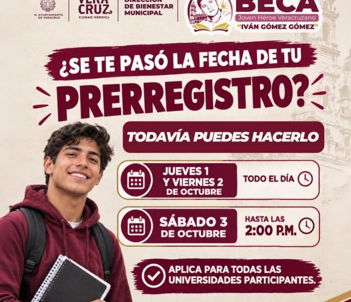 Se extiende prerregistro para la Beca “Joven Héroe Veracruzano Iván Gómez Gómez” en la ciudad de Veracruz