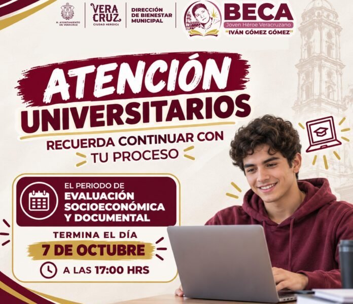 Exhorta Ayuntamiento de Veracruz a completar registro para beca universitaria