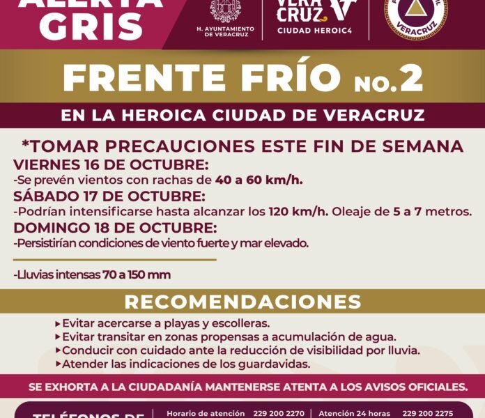 Llama Ayuntamiento de Veracruz a tomar medidas preventivas por lluvias y vientos del norte