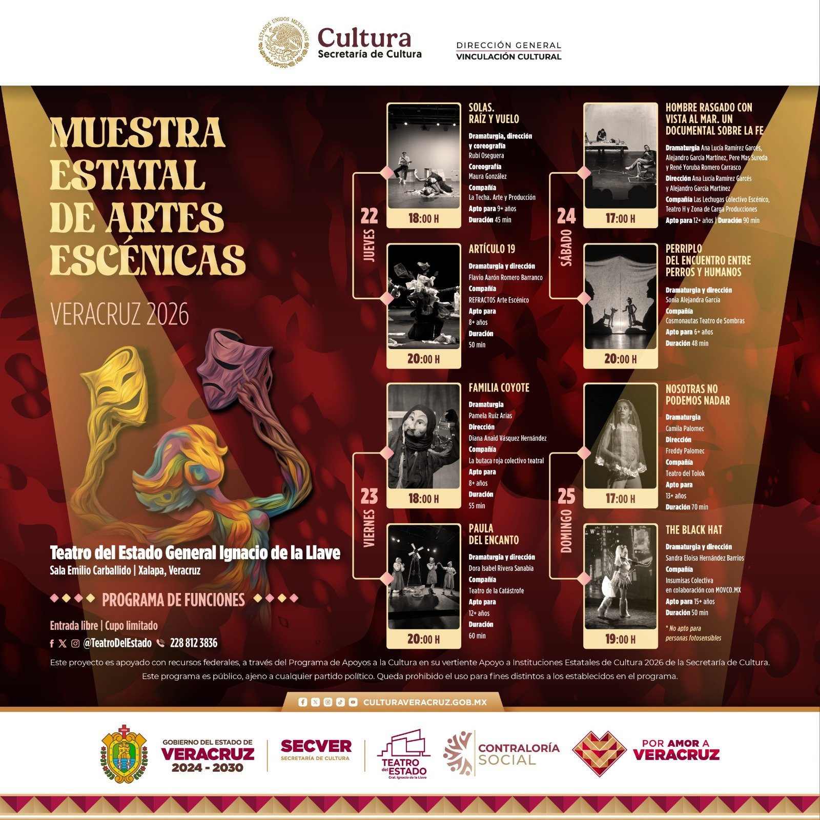 Invita la SECVER a disfrutar del teatro en la Muestra Estatal de Artes Escénicas